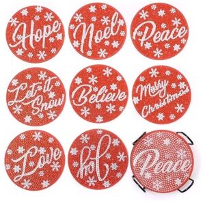 Red and White Holiday Coasters Set